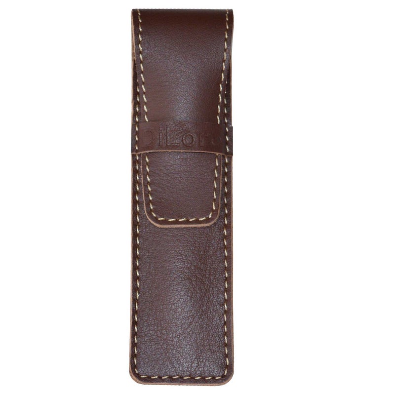 DiLoro Leather Pen Case Pouch Holder for One Fountain Ballpoint Rollerball Pen or Pencil (Redish Brown) - Image 1
